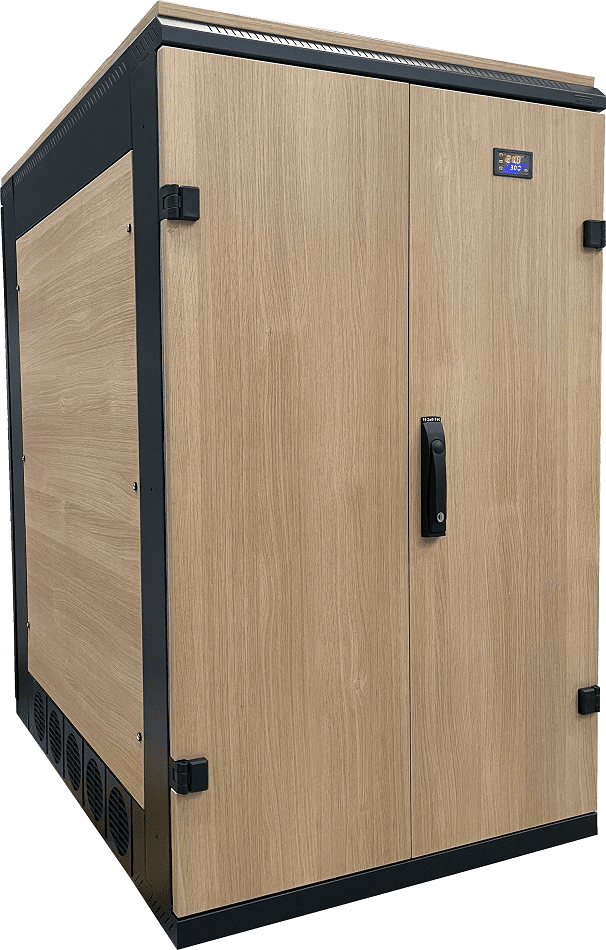 Büro Serverschrank mit Holzdekor mit optimierter Kühlung