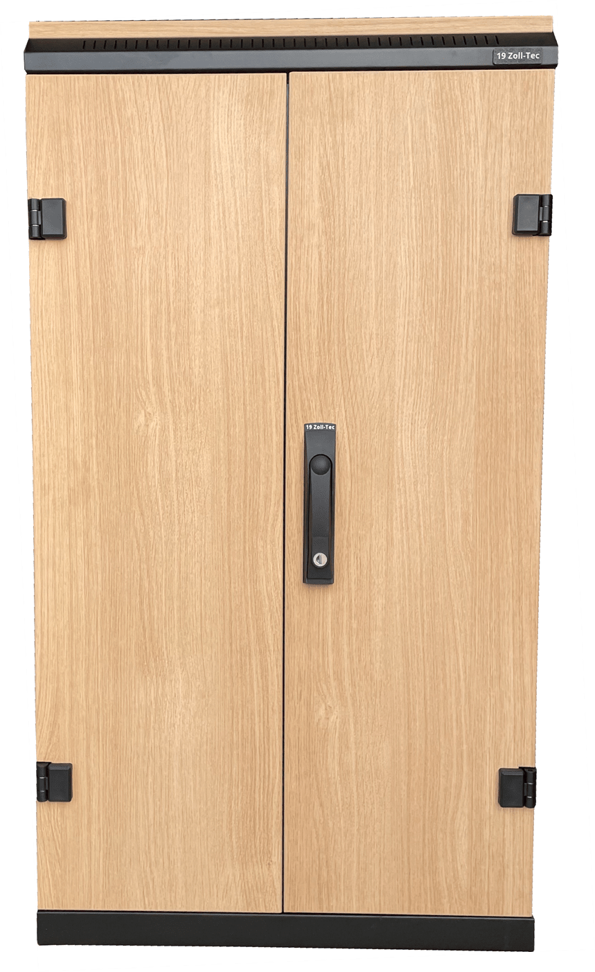 19 Zoll Stahlschrank mit Holzdekor